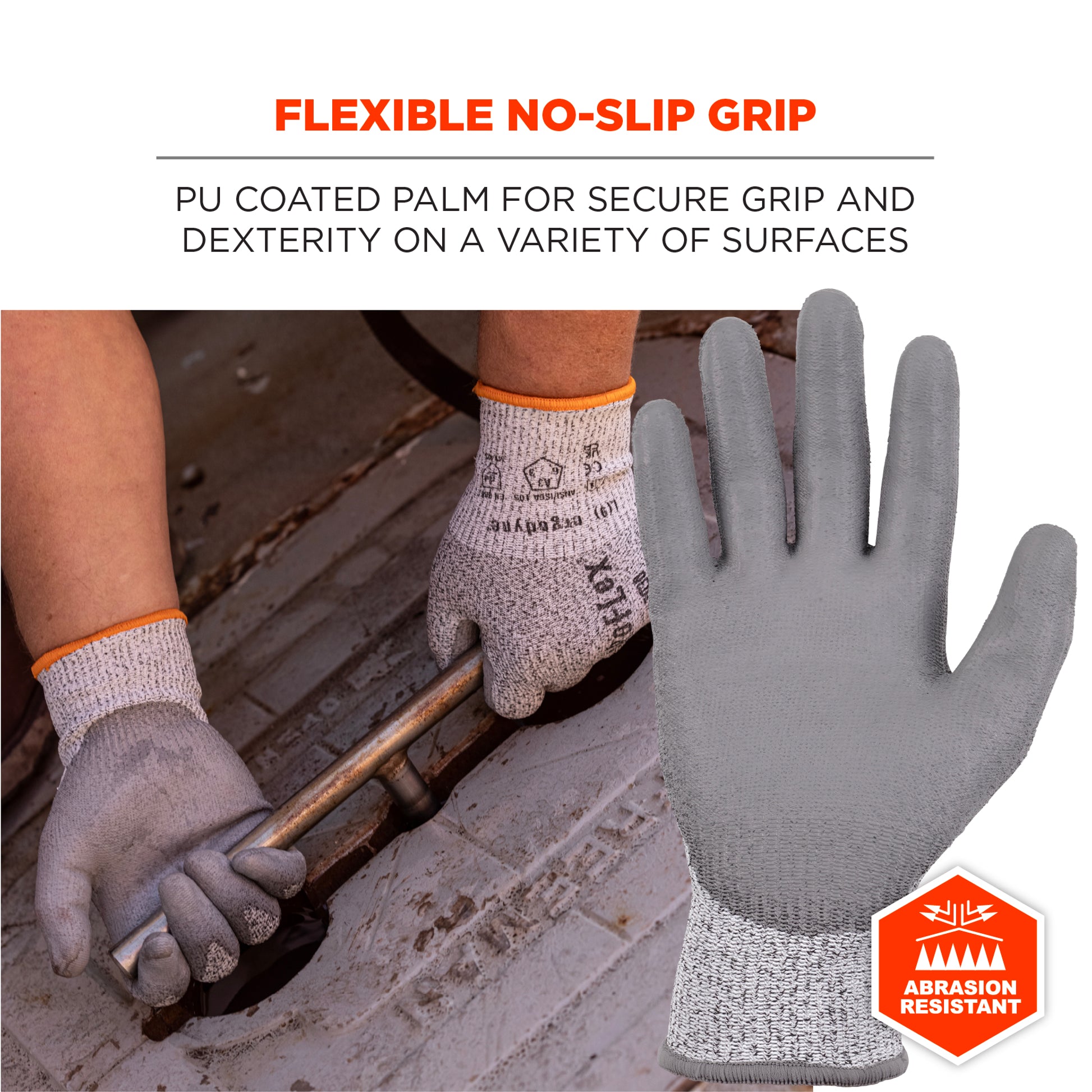 Ergodyne ProFlex 7030 PU Coated Cut-Resistant Gloves - ANSI/ISEA 105-2016 A3, EN388: 4X42C, 13g - 12-pair
