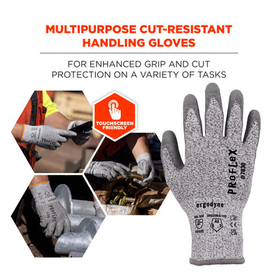 Ergodyne ProFlex 7030 PU Coated Cut-Resistant Gloves - ANSI/ISEA 105-2016 A3, EN388: 4X42C, 13g - 12-pair