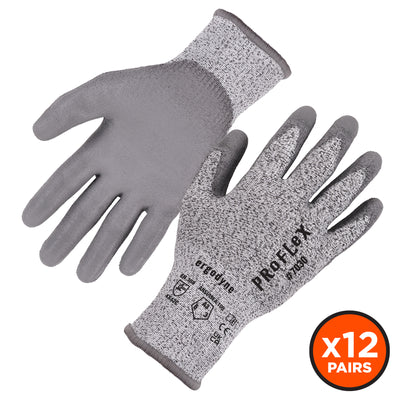 Ergodyne ProFlex 7030 PU Coated Cut-Resistant Gloves - ANSI/ISEA 105-2016 A3, EN388: 4X42C, 13g - 12-pair