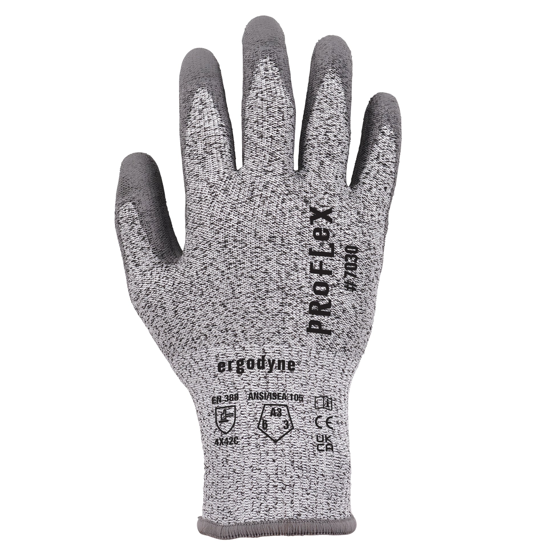 Ergodyne ProFlex 7030 PU Coated Cut-Resistant Gloves - ANSI/ISEA 105-2016 A3, EN388: 4X42C, 13g - 1-pair