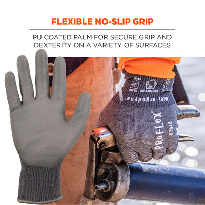 Ergodyne ProFlex 7044 PU Coated Cut-Resistant Gloves - ANSI/ISEA 105-2016 A4, EN 388: 4X42D, 18g - 1/pair