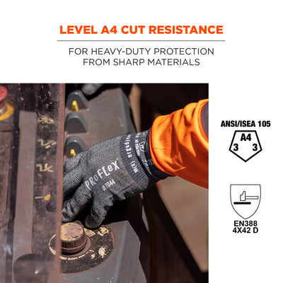Ergodyne ProFlex 7044 PU Coated Cut-Resistant Gloves - ANSI/ISEA 105-2016 A4, EN 388: 4X42D, 18g - 1/pair