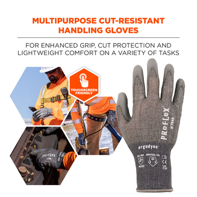 Ergodyne ProFlex 7044 PU Coated Cut-Resistant Gloves - ANSI/ISEA 105-2016 A4, EN 388: 4X42D, 18g - 1/pair