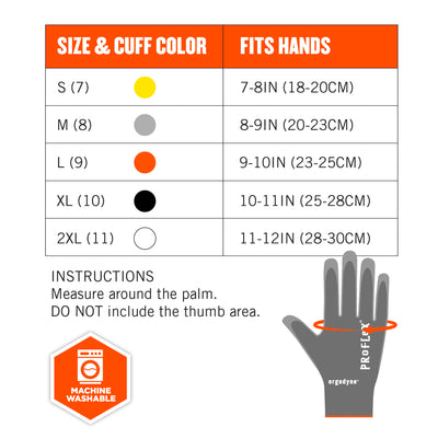 Ergodyne ProFlex 7044 PU Coated Cut-Resistant Gloves - ANSI/ISEA 105-2016 A4, EN 388: 4X42D, 18g - 1/pair