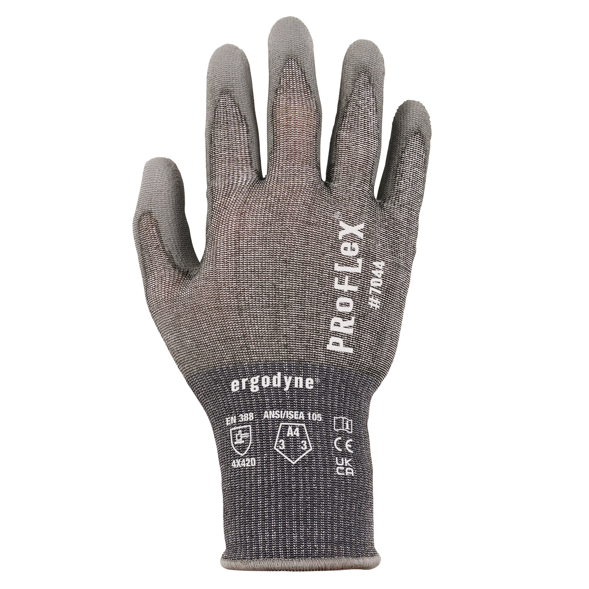 Ergodyne ProFlex 7044 PU Coated Cut-Resistant Gloves - ANSI/ISEA 105-2016 A4, EN 388: 4X42D, 18g - 1/pair
