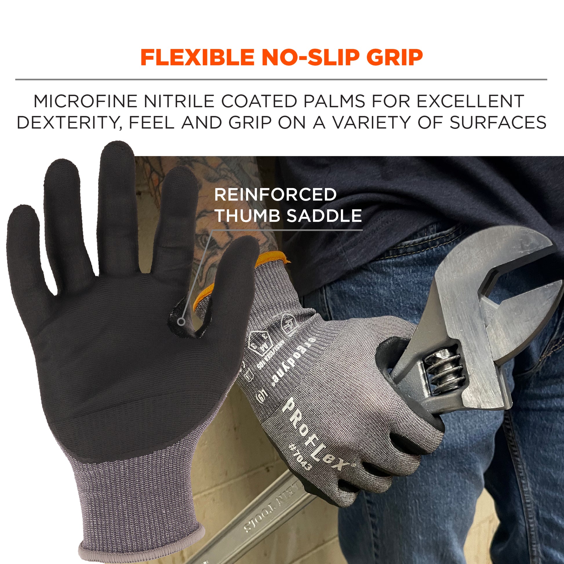 Ergodyne ProFlex 7043 Nitrile Coated Cut-Resistant Gloves - ANSI/ISEA 105-2016 A4, EN 388: 4X42D, 18g - 12-pair