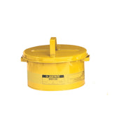 Justrite Bench Can To Clean Small Parts In Solvents - 8 Ltr - Plated Steel Dasher - Hinged Cover - Steel - Yellow - 10578