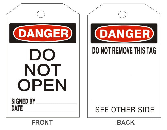 DANGER DO NOT OPEN TAGS - BACK 1 - DANGER DO NOT OPEN TAGS - BACK 1, 6.125X3, Rigid Vinyl