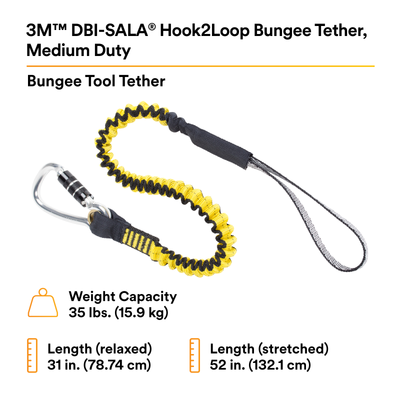 3M DBI-SALA Hook2Loop Bungee Tool Tether - Medium Duty - 1500049