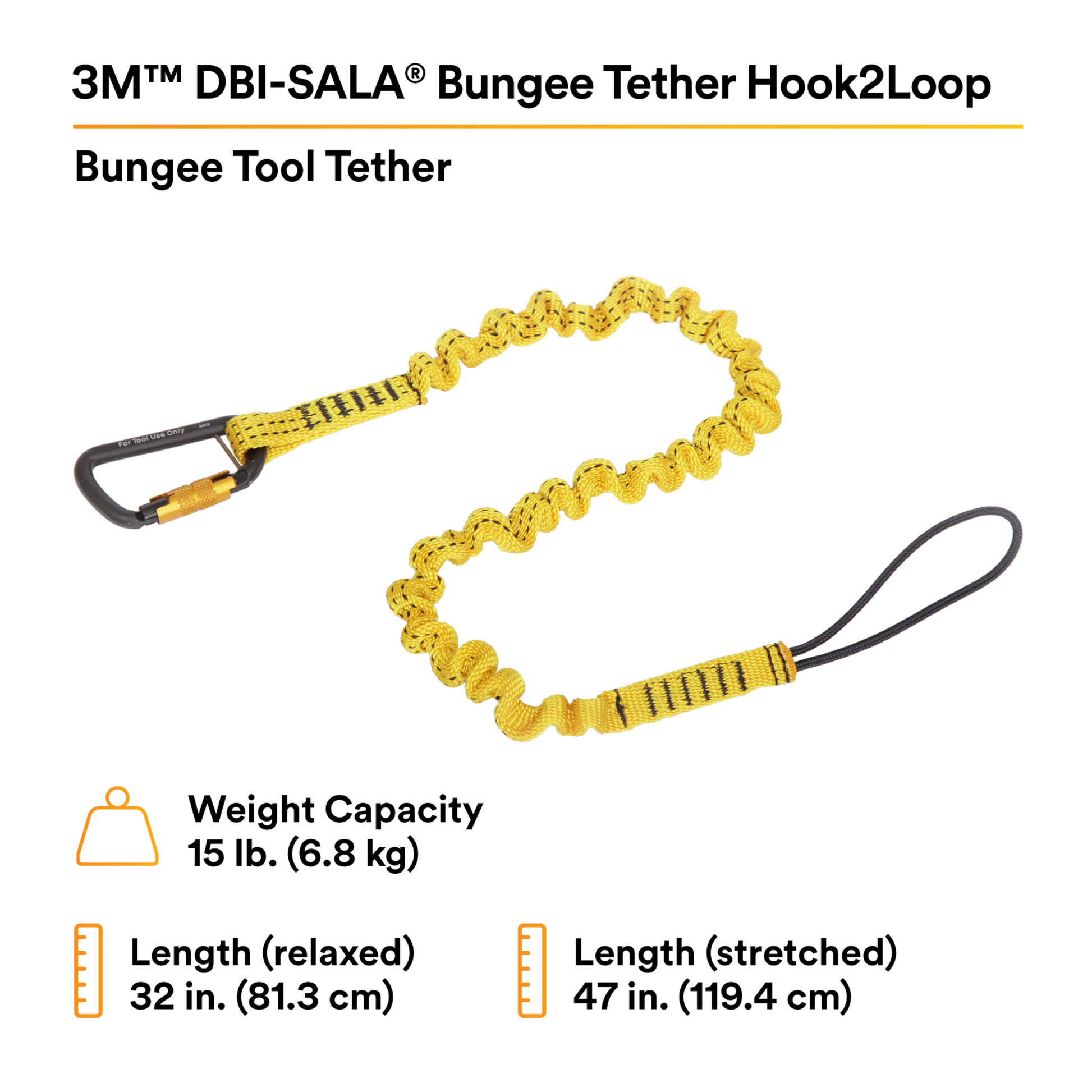 3M DBI-SALA Hook2Loop Bungee Tool Tether - 10/Pack - 1500048