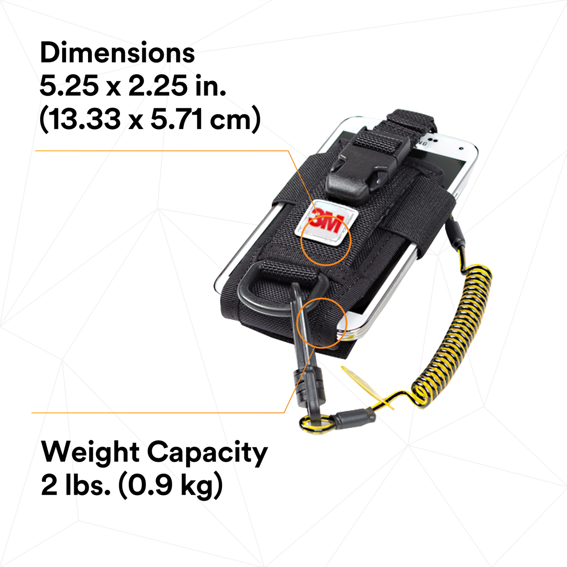 3M DBI-SALA Adjustable Radio/Cell Phone Holster - Clip2Loop Coil Tether - Micro D-Ring - 1500089