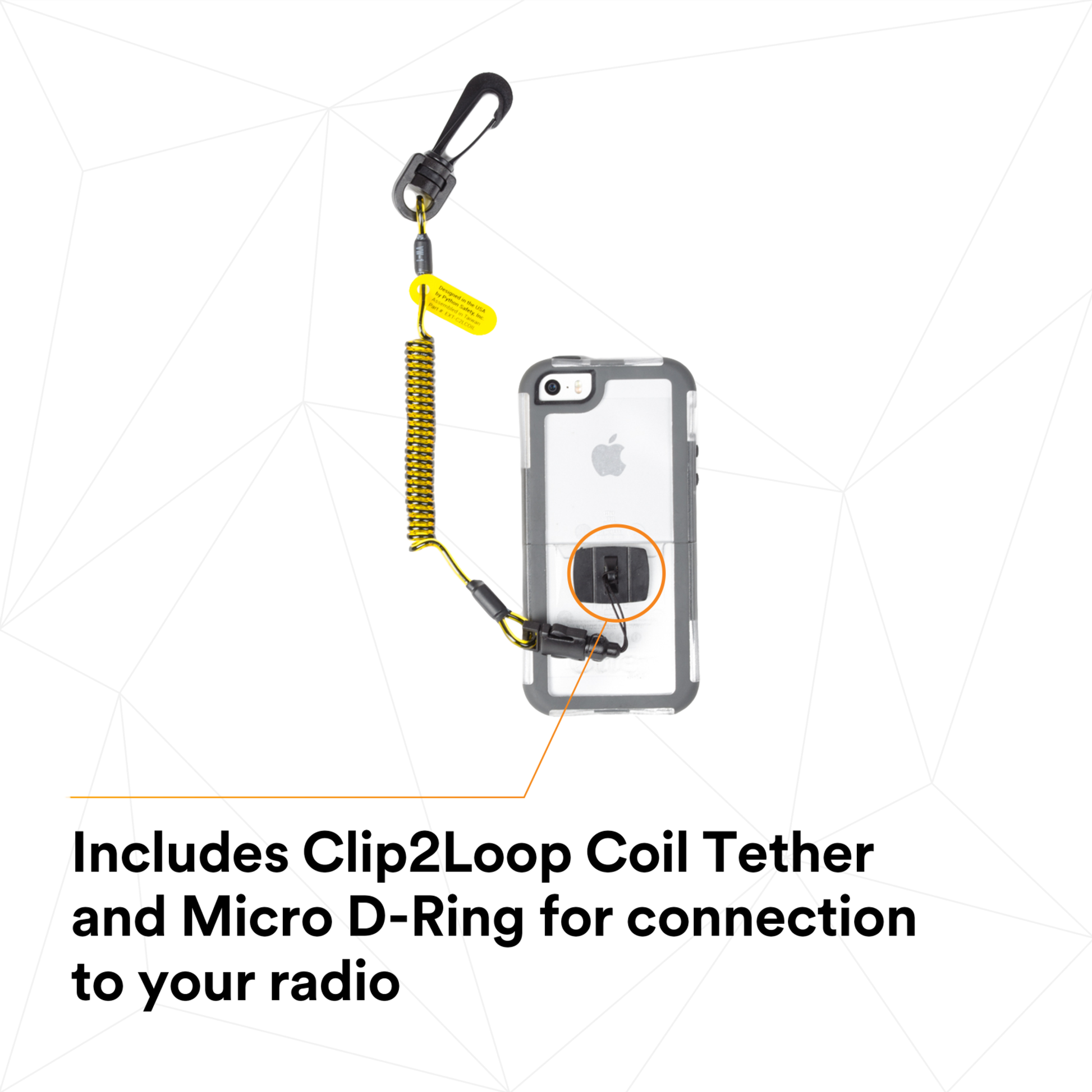 3M DBI-SALA Adjustable Radio/Cell Phone Holster - Clip2Loop Coil Tether - Micro D-Ring - 1500089