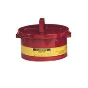 Justrite Bench Can To Clean Small Parts In Solvents - 3 Gallon - Plated Steel Dasher - Hinged Cover - Steel - Red - 10775