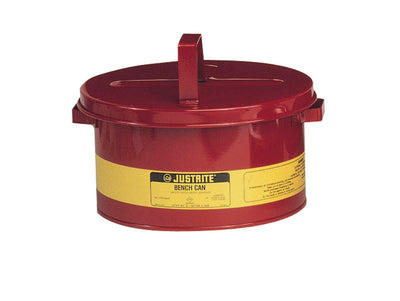 Justrite Bench Can To Clean Small Parts In Solvents - 3 Gallon - Plated Steel Dasher - Hinged Cover - Steel - Red - 10775