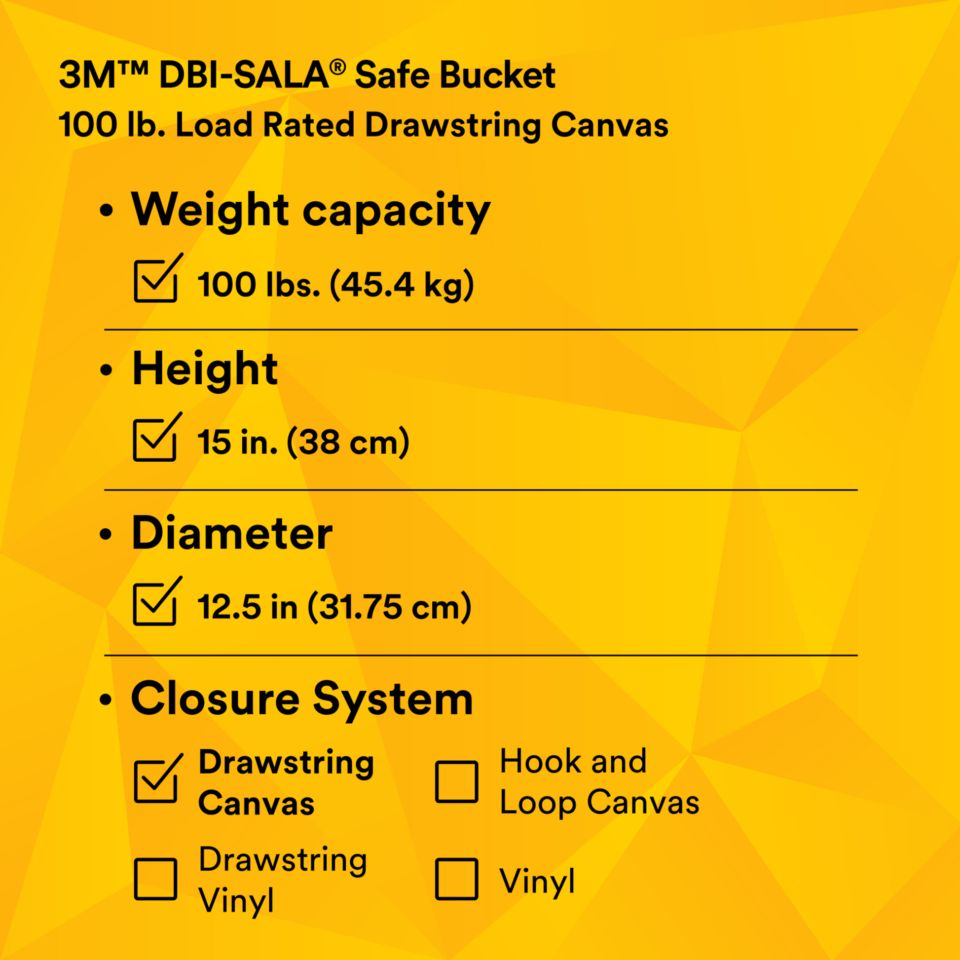 3M Spill Control Safe Bucket with Drawstring Closure - 100 lb Capacity - Canvas - 12.5 in dia x 15 in - 1500133