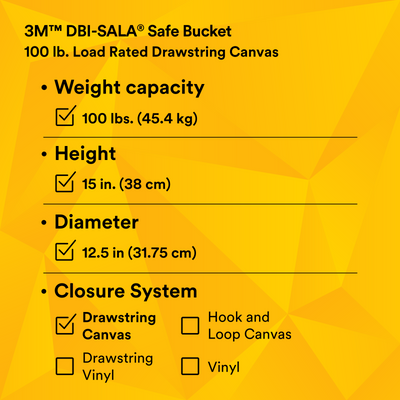 3M Spill Control Safe Bucket with Drawstring Closure - 100 lb Capacity - Canvas - 12.5 in dia x 15 in - 1500133