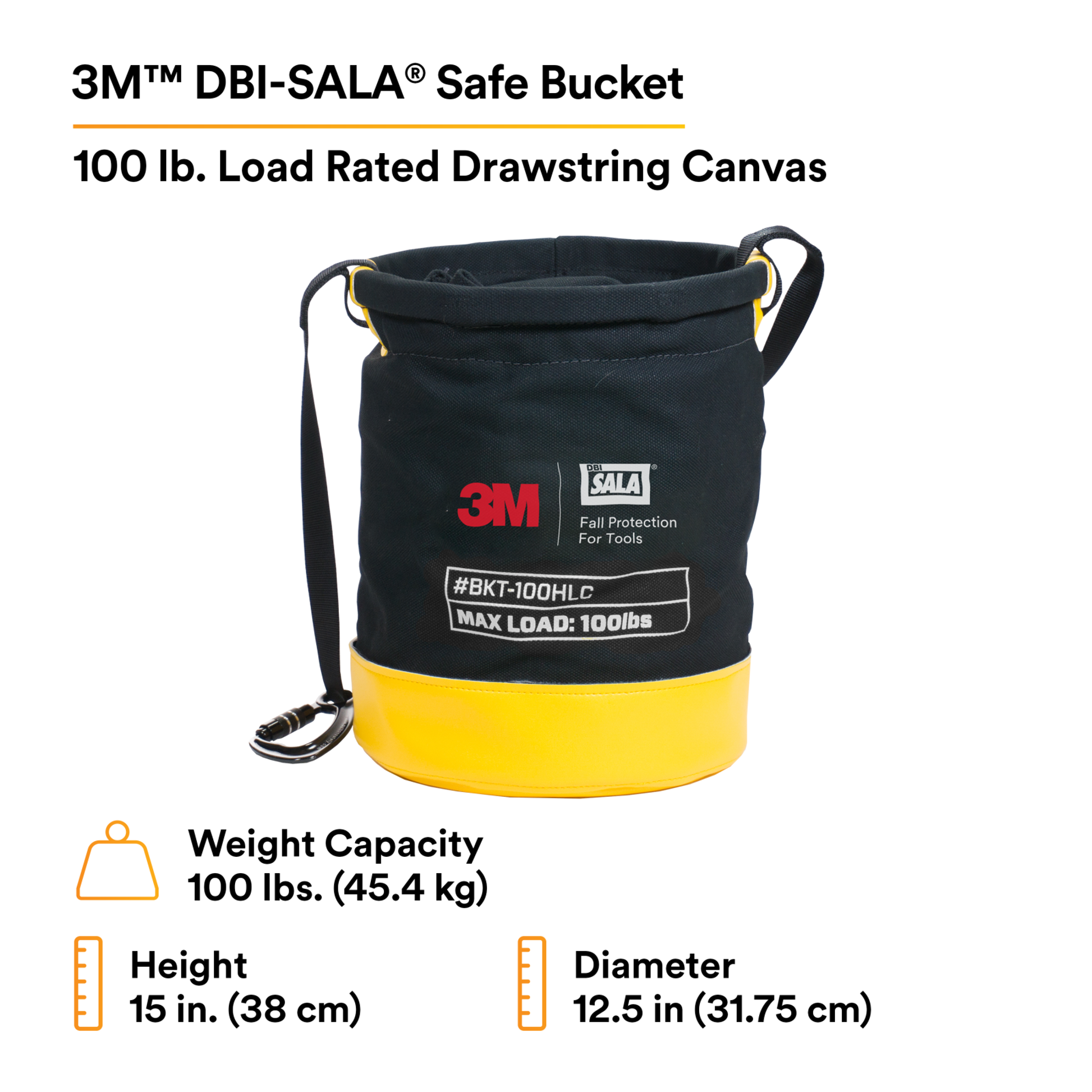 3M Spill Control Safe Bucket with Drawstring Closure - 100 lb Capacity - Canvas - 12.5 in dia x 15 in - 1500133