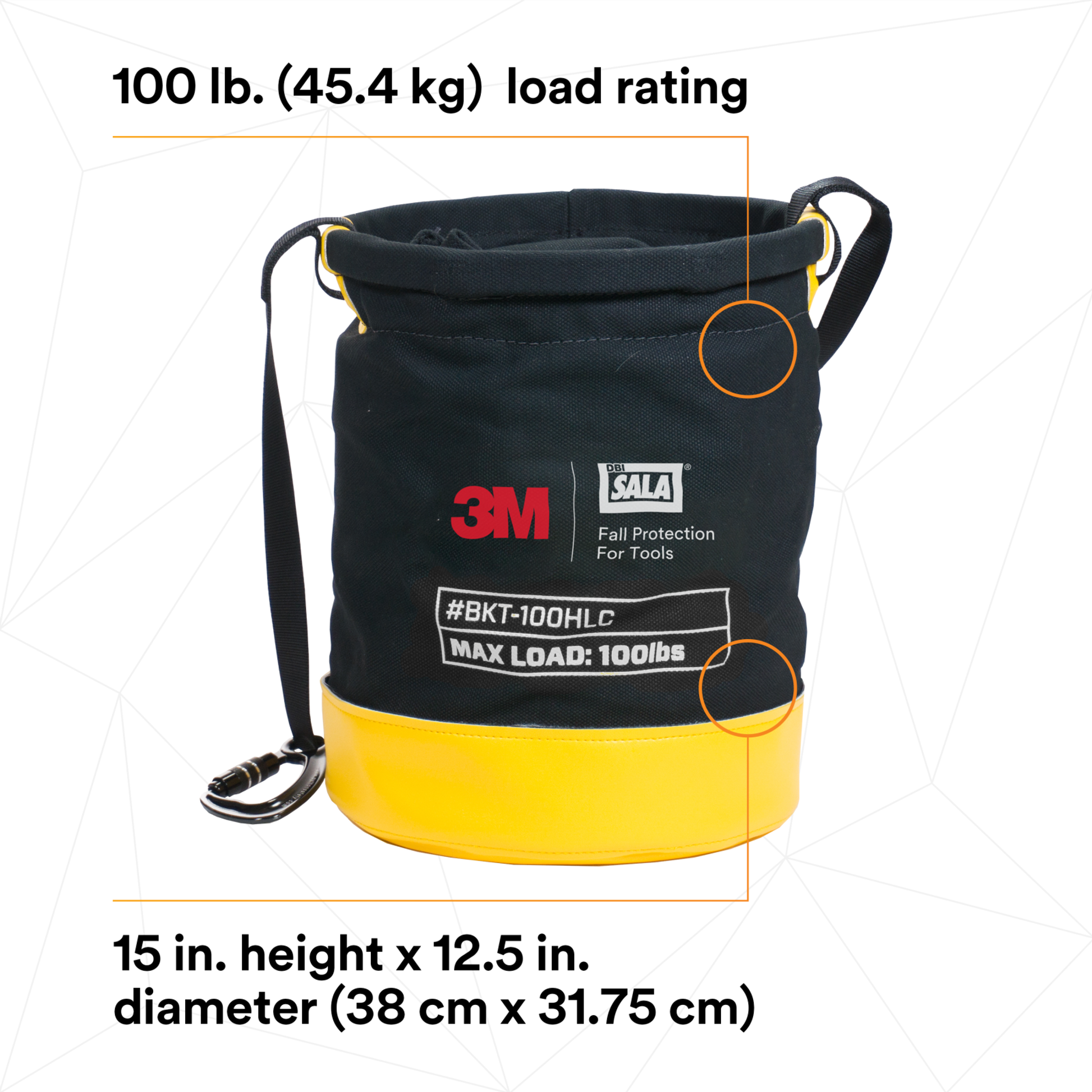 3M Spill Control Safe Bucket with Drawstring Closure - 100 lb Capacity - Canvas - 12.5 in dia x 15 in - 1500133