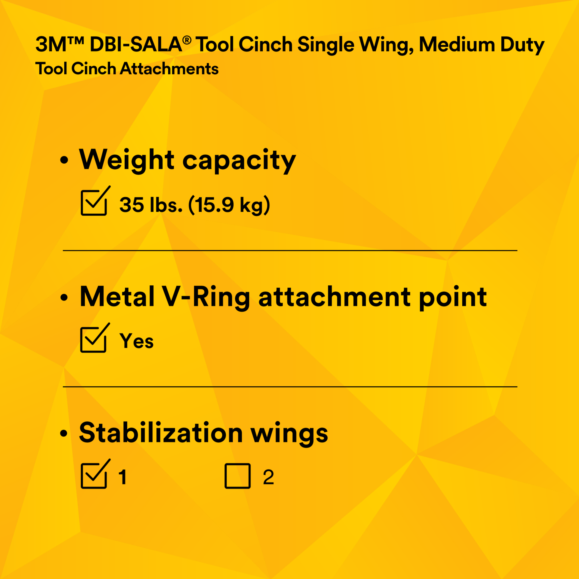 3M Single Wing Cinch Tool Attachment Point - 35 lb Capacity - 1500013