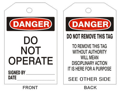 DANGER DO NOT OPERATE TAGS - BACK 2
