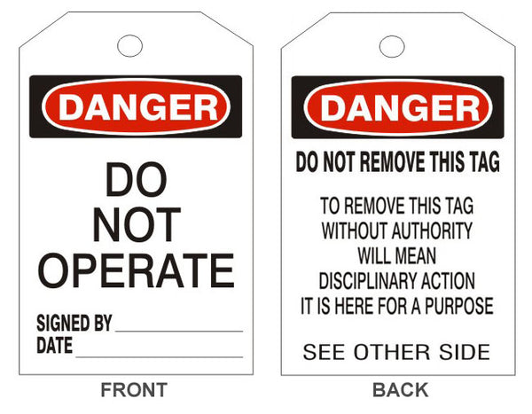 DANGER DO NOT OPERATE TAGS - BACK 2