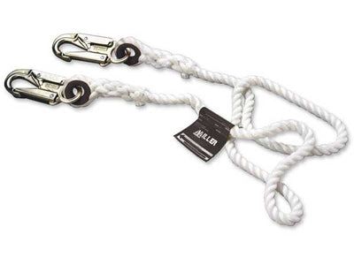 Miller 3 ft. Restraint Lanyard - 2 locking snap hooks, 1/2-in. nylon- 201RLS-8/3FTWH
