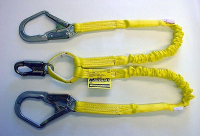 Miller 6 ft. Manyard Double Leg Lanyard w/ 1 Snap Hook and 2 Rebar Hooks - 231WRS-Z7/6FTYL