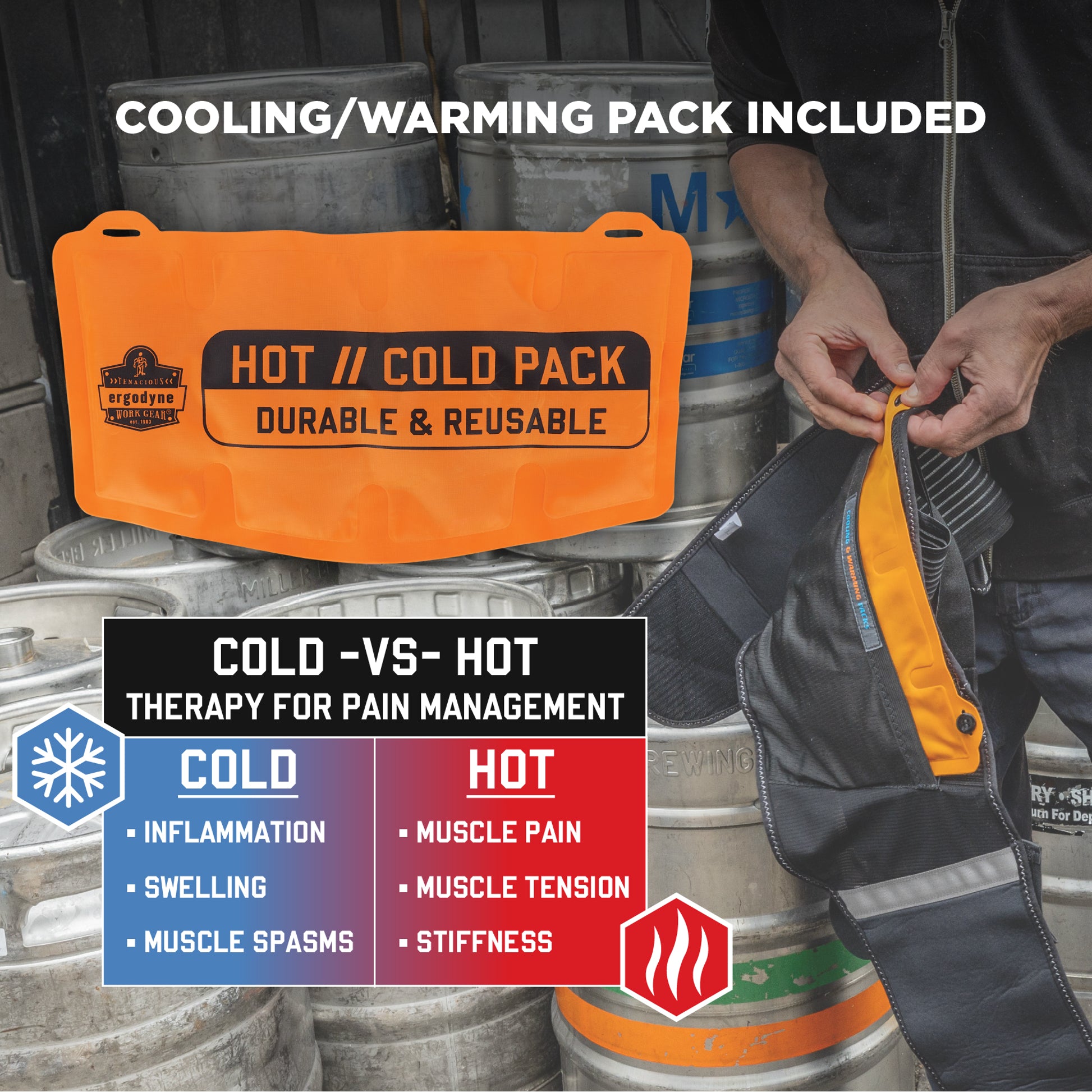 Ergodyne Proflex 1675 Back Support Brace with Cooling/Warming Pack