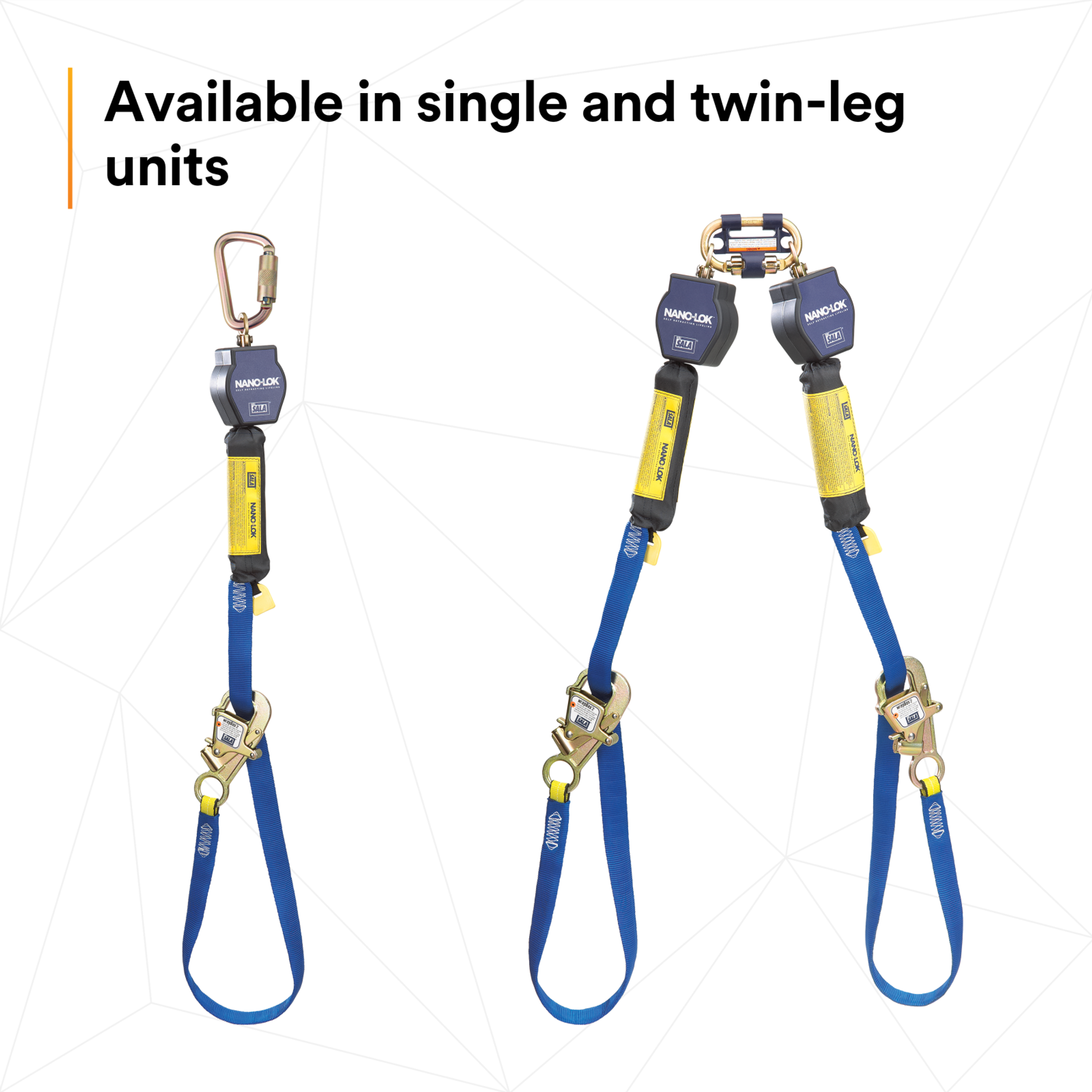 3M DBI-SALA Nano-Lok Tie-Back Twin-Leg Personal Self-Retracting Lifeline - Web - 9 ft - 3101374