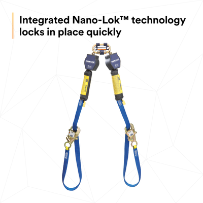 3M DBI-SALA Nano-Lok Tie-Back Twin-Leg Personal Self-Retracting Lifeline - Web - 9 ft - 3101374