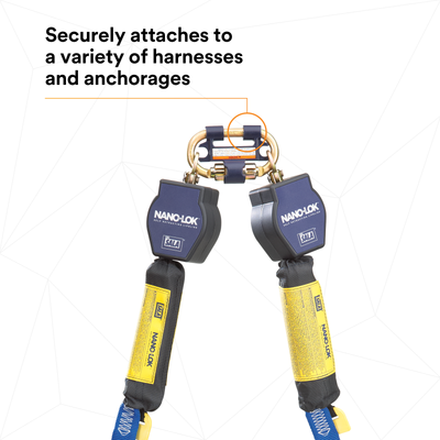 3M DBI-SALA Nano-Lok Tie-Back Twin-Leg Personal Self-Retracting Lifeline - Web - 9 ft - 3101374