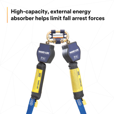 3M DBI-SALA Nano-Lok Tie-Back Twin-Leg Personal Self-Retracting Lifeline - Web - 9 ft - 3101374