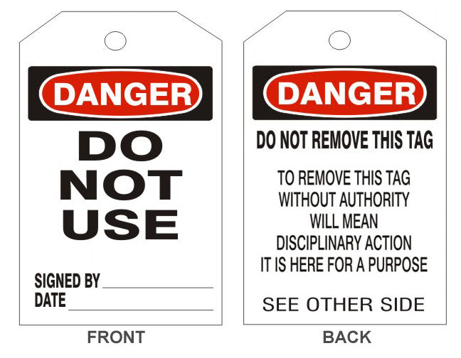 DANGER DO NOT USE TAGS - BACK 2 - DANGER DO NOT USE TAGS - BACK 2, 6.125X3, Rigid Vinyl