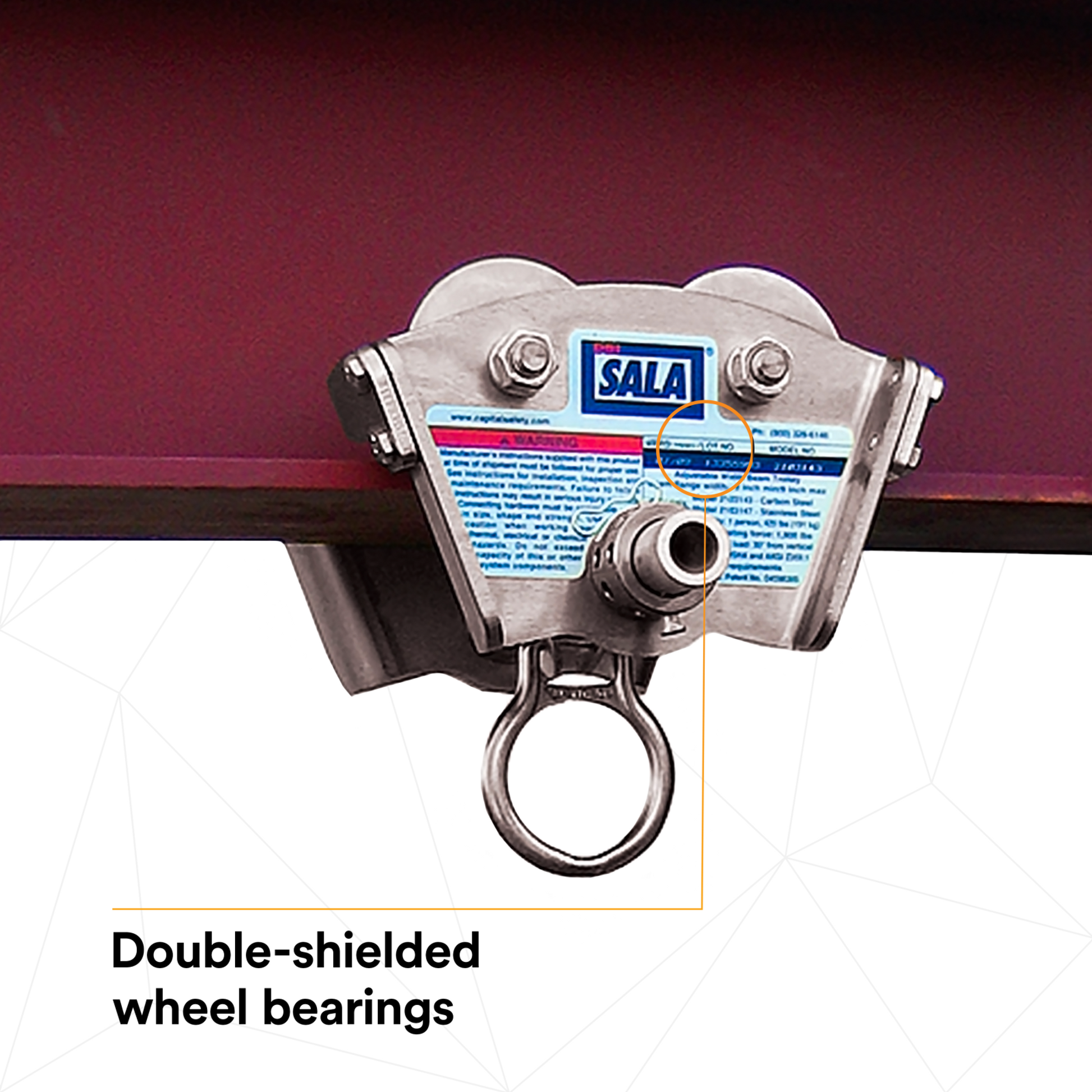 3M DBI-SALA I-Beam Trolley Anchor - Stainless Steel - Fits 3 - 8 in Wide - 11/16 in Thick - 2103147