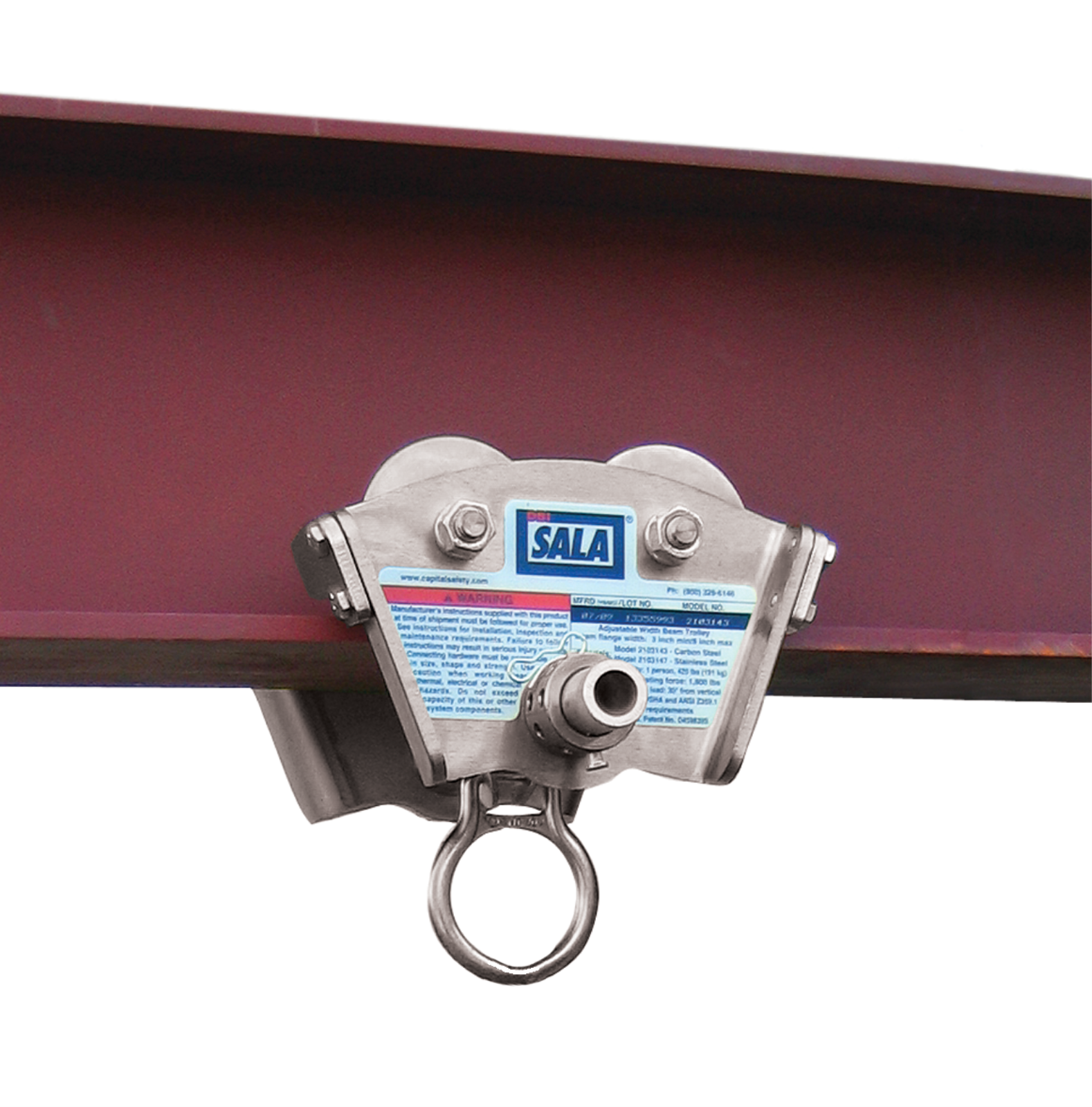 3M DBI-SALA I-Beam Trolley Anchor - Stainless Steel - Fits 3 - 8 in Wide - 11/16 in Thick - 2103147