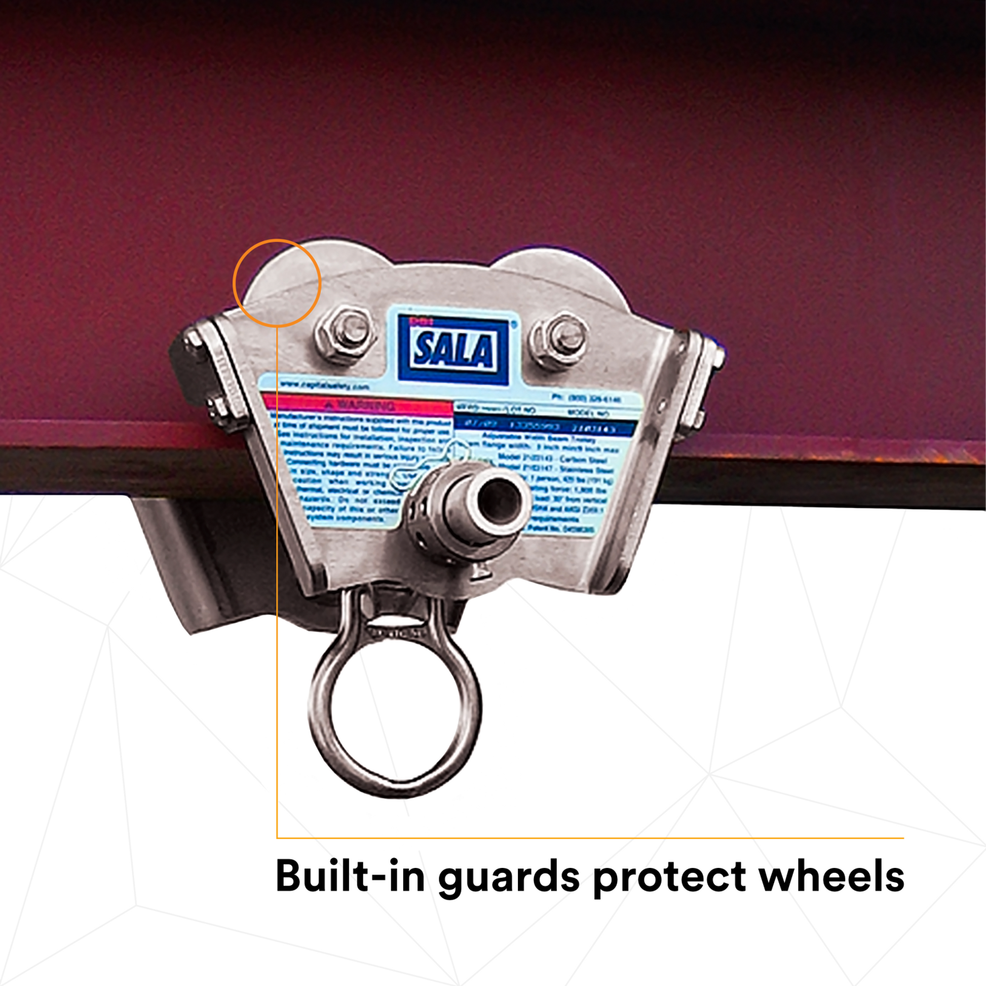 3M DBI-SALA I-Beam Trolley Anchor - Stainless Steel - Fits 3 - 8 in Wide - 11/16 in Thick - 2103147