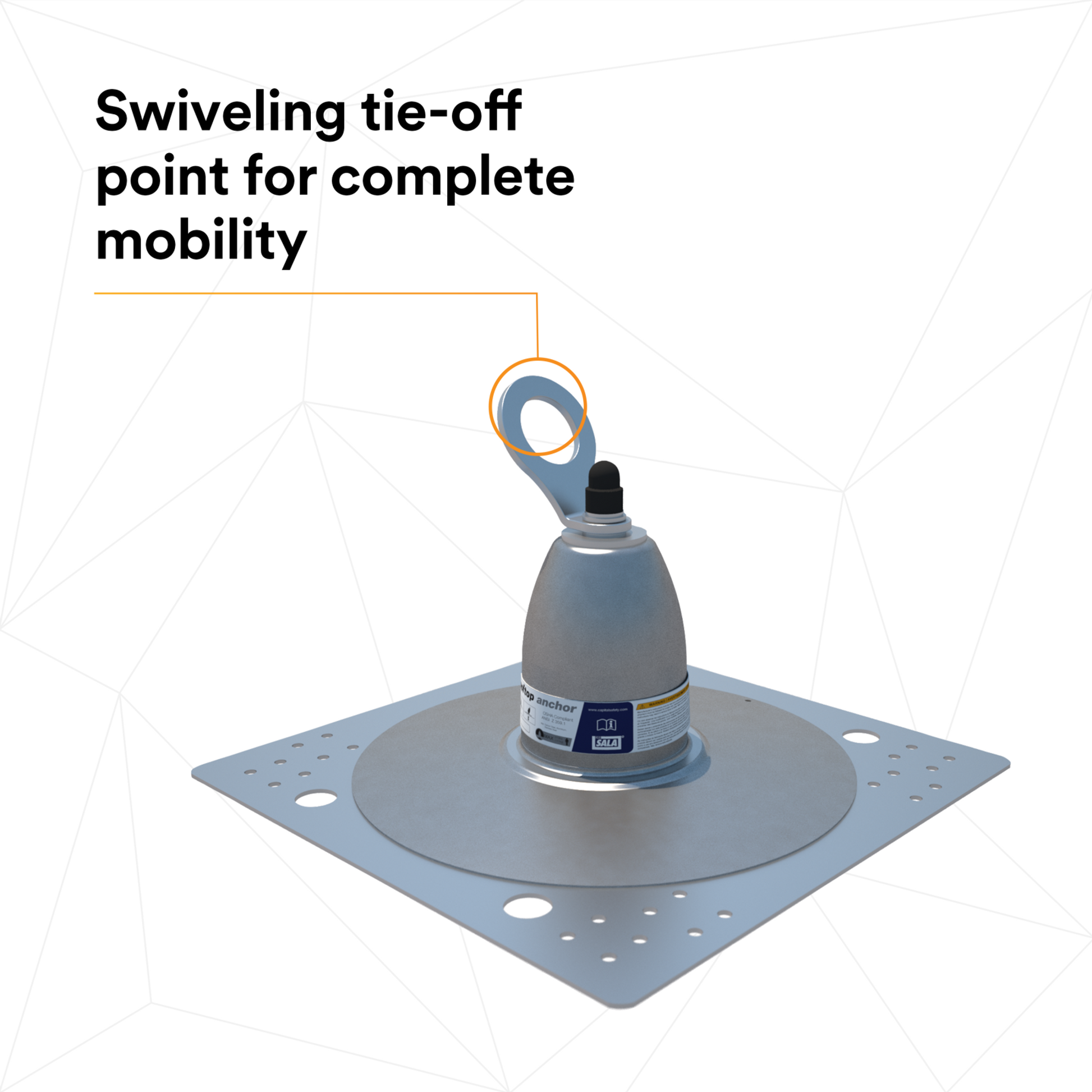 3M DBI-SALA Permanent Roof Top Anchor For Single Ply Bitumen Membrane/Built-Up - with Weather Proof Shroud - 2100142