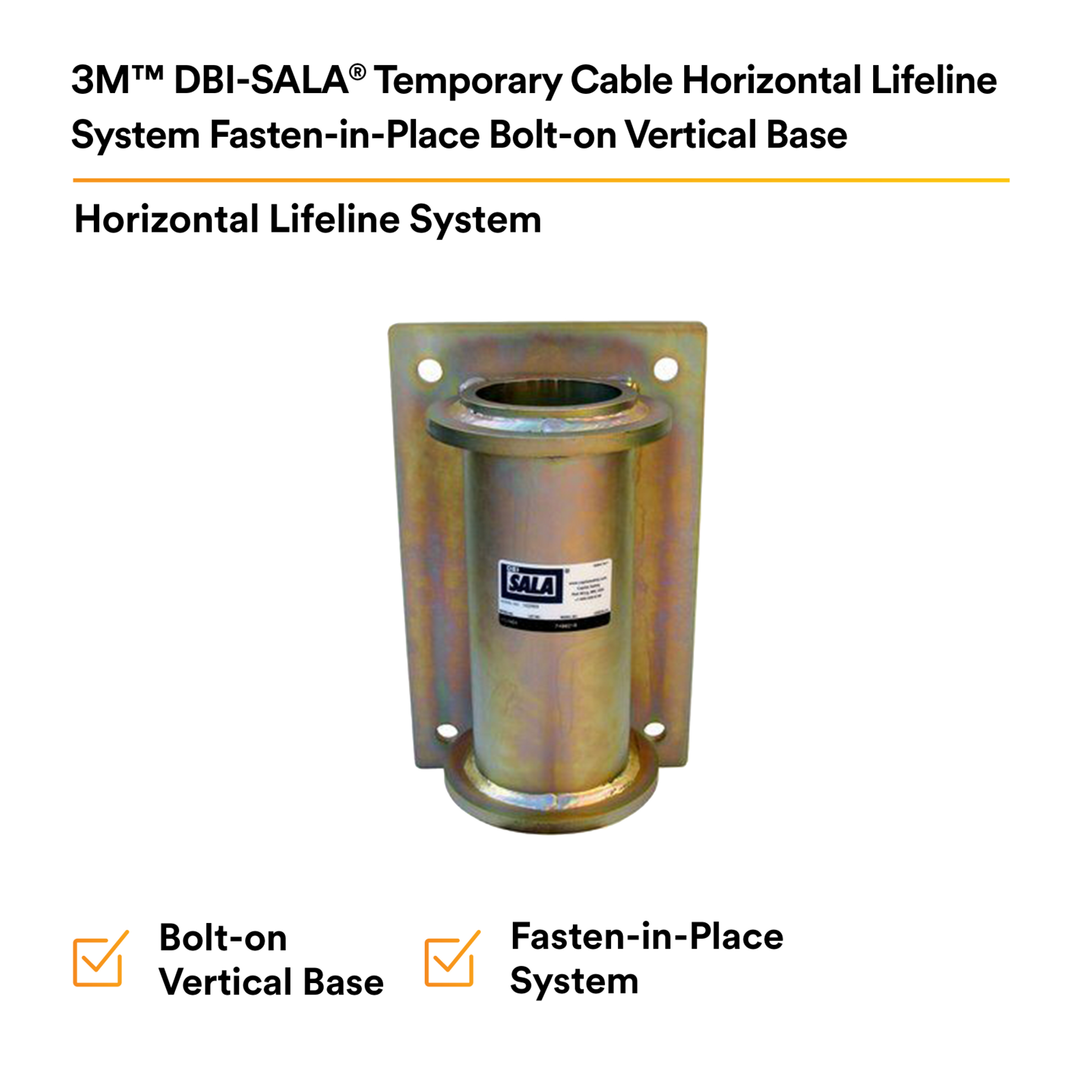 3M DBI-SALA SecuraSpan Fasten - in - Place HLL Bolt - on Vertical Base - 7400218
