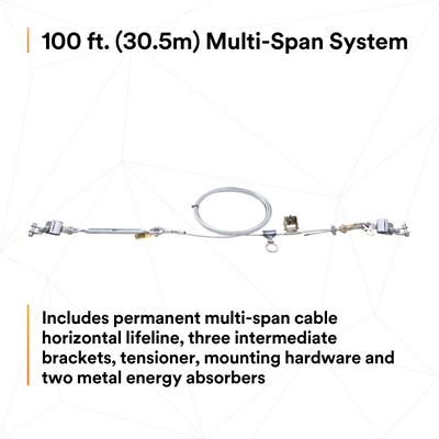 3M DBI-SALA Permanent Multi-Span Horizontal Lifeline System - Galvanized Cable - 100 ft. - 7603100