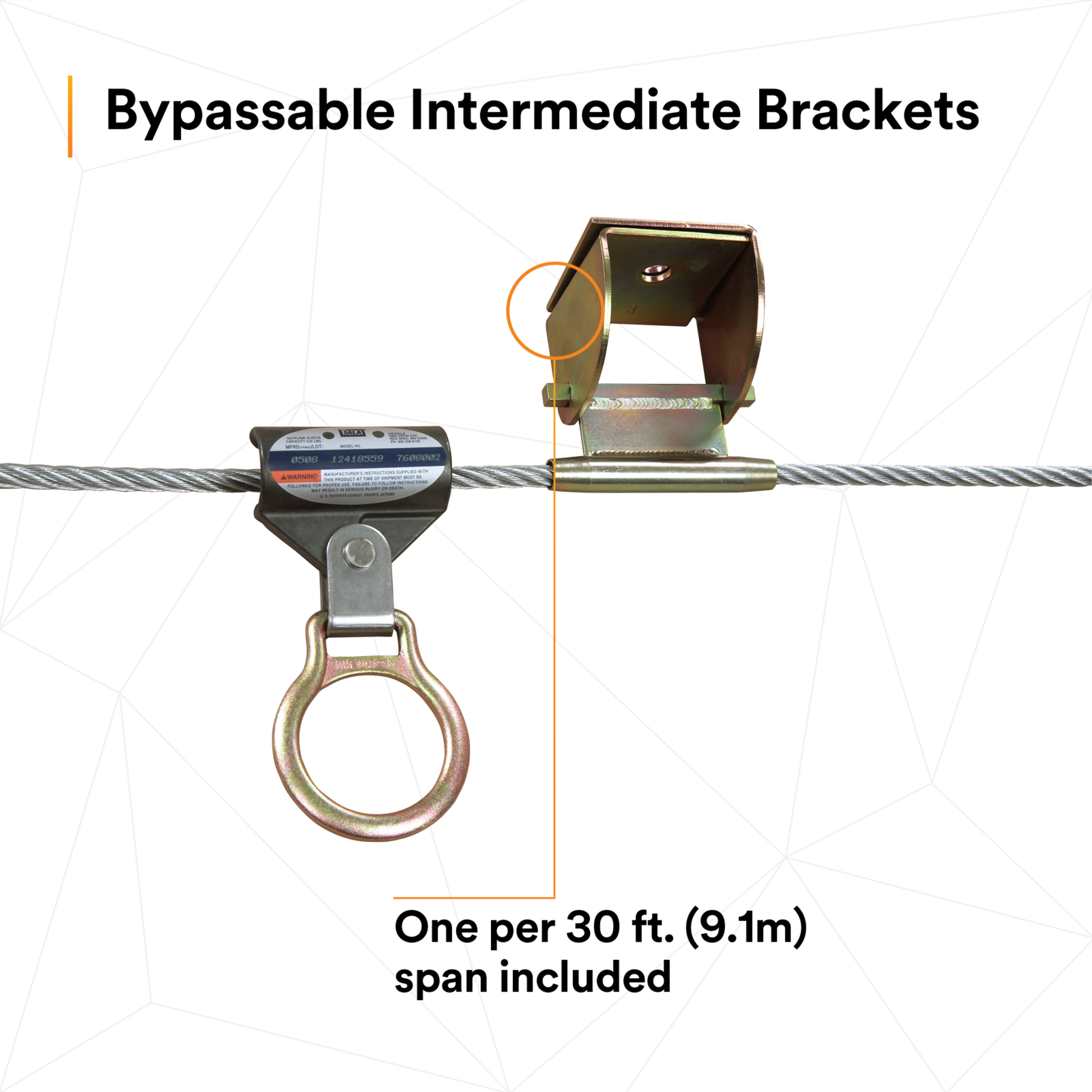 3M DBI-SALA Permanent Multi-Span Horizontal Lifeline System - Galvanized Cable - 120 ft. - 7603120
