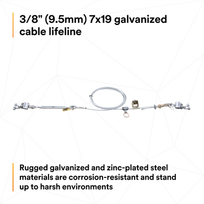 3M DBI-SALA Permanent Multi-Span Horizontal Lifeline System - Galvanized Cable - 120 ft. - 7603120