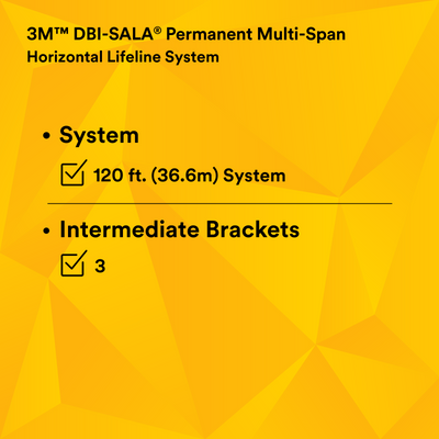 3M DBI-SALA Permanent Multi-Span Horizontal Lifeline System - Galvanized Cable - 120 ft. - 7603120