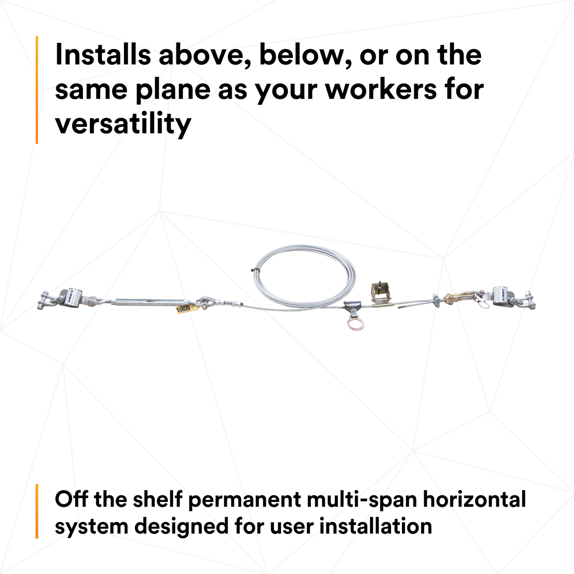 3M DBI-SALA Permanent Multi-Span Horizontal Lifeline System - Galvanized Cable - 120 ft. - 7603120