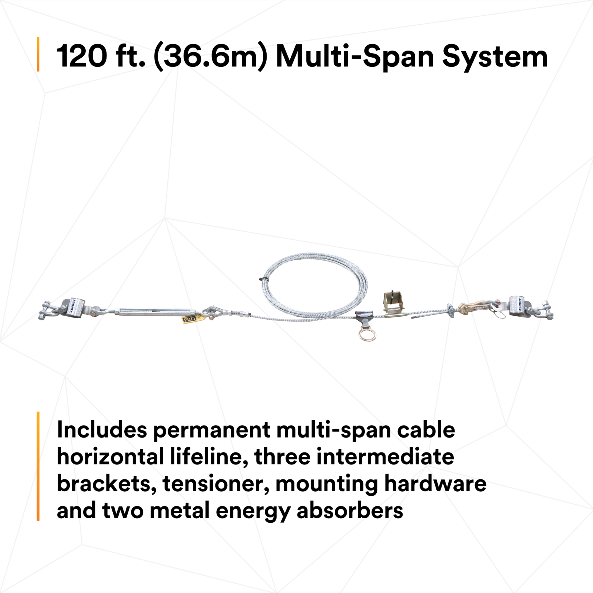 3M DBI-SALA Permanent Multi-Span Horizontal Lifeline System - Galvanized Cable - 120 ft. - 7603120