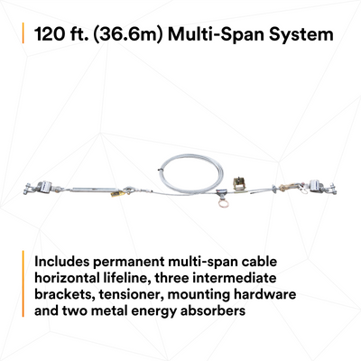 3M DBI-SALA Permanent Multi-Span Horizontal Lifeline System - Galvanized Cable - 120 ft. - 7603120