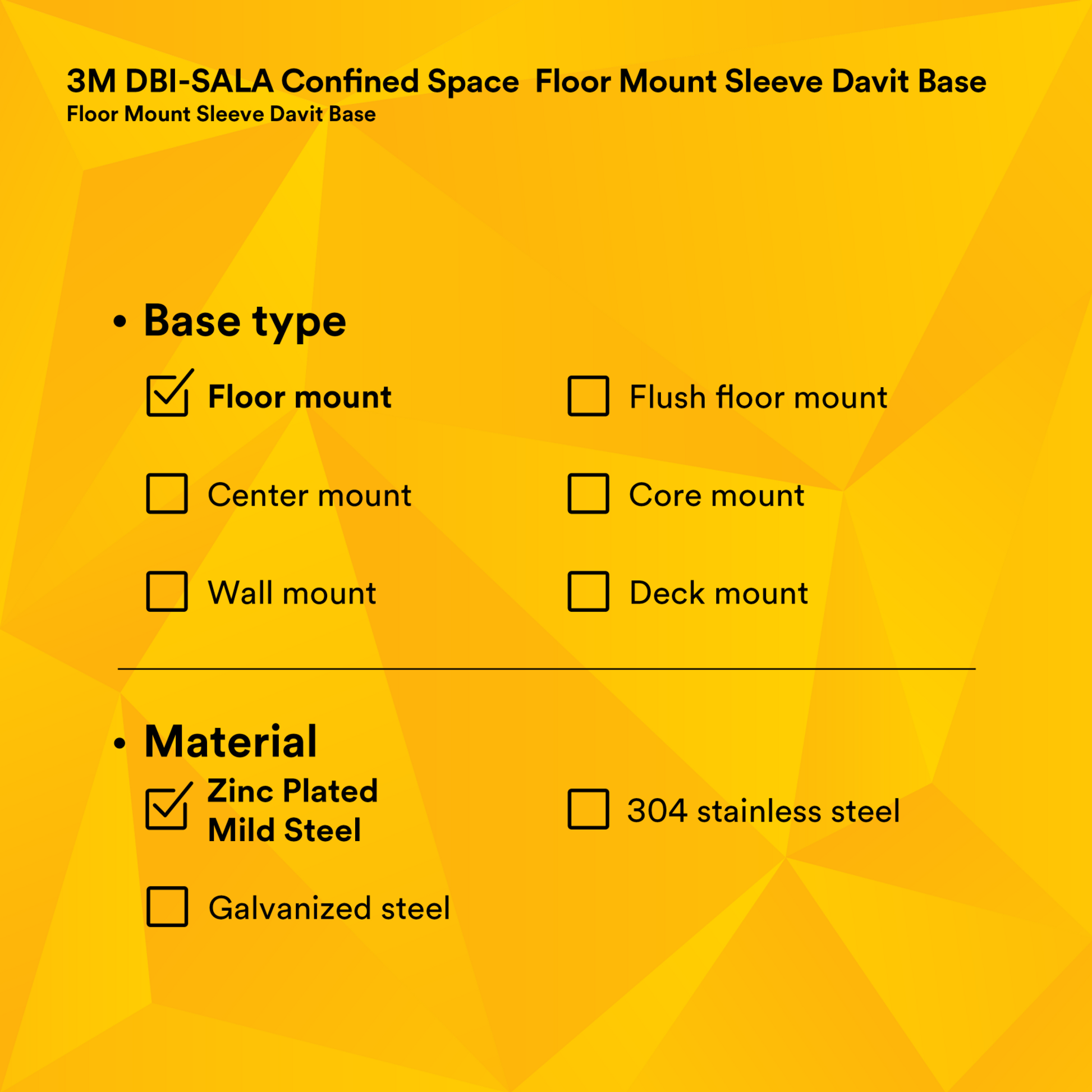 3M DBI-SALA Confined Space Floor Mount Sleeve Davit Base - 8516190