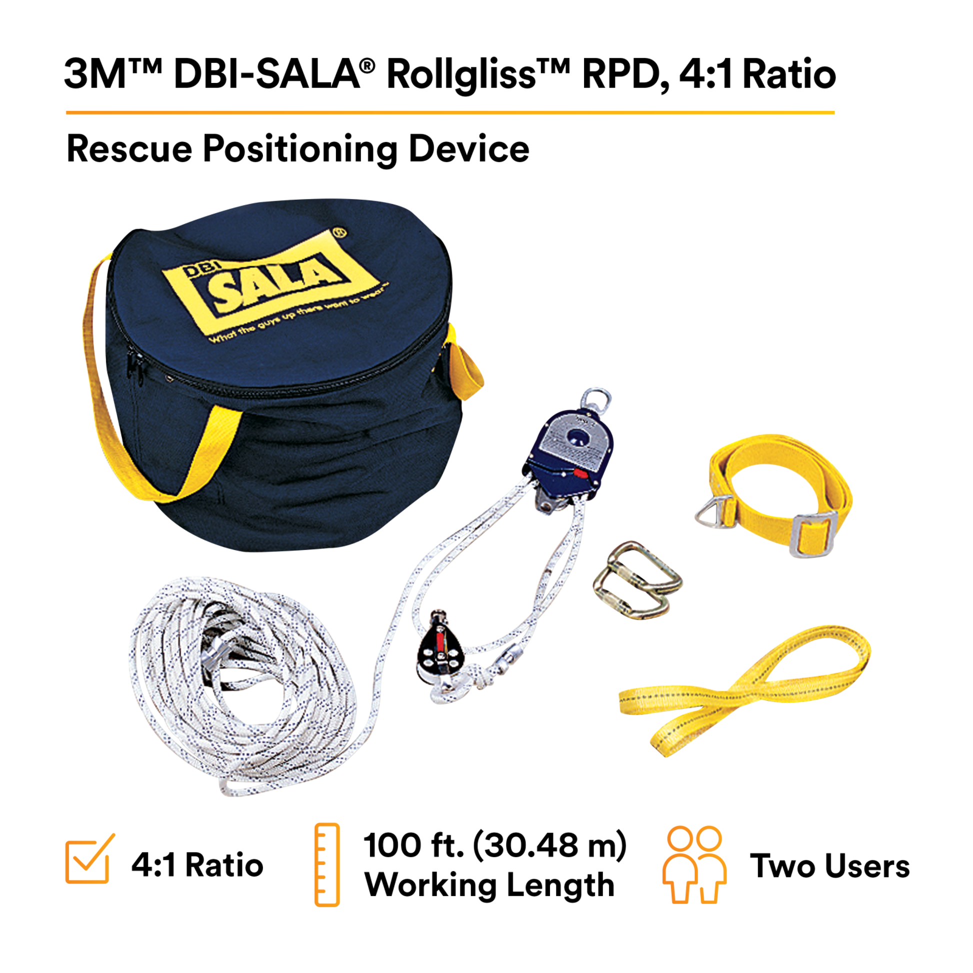 3M DBI-SALA Rollgliss RPD Rescue Positioning Device - 4:1 Ratio - 3602100
