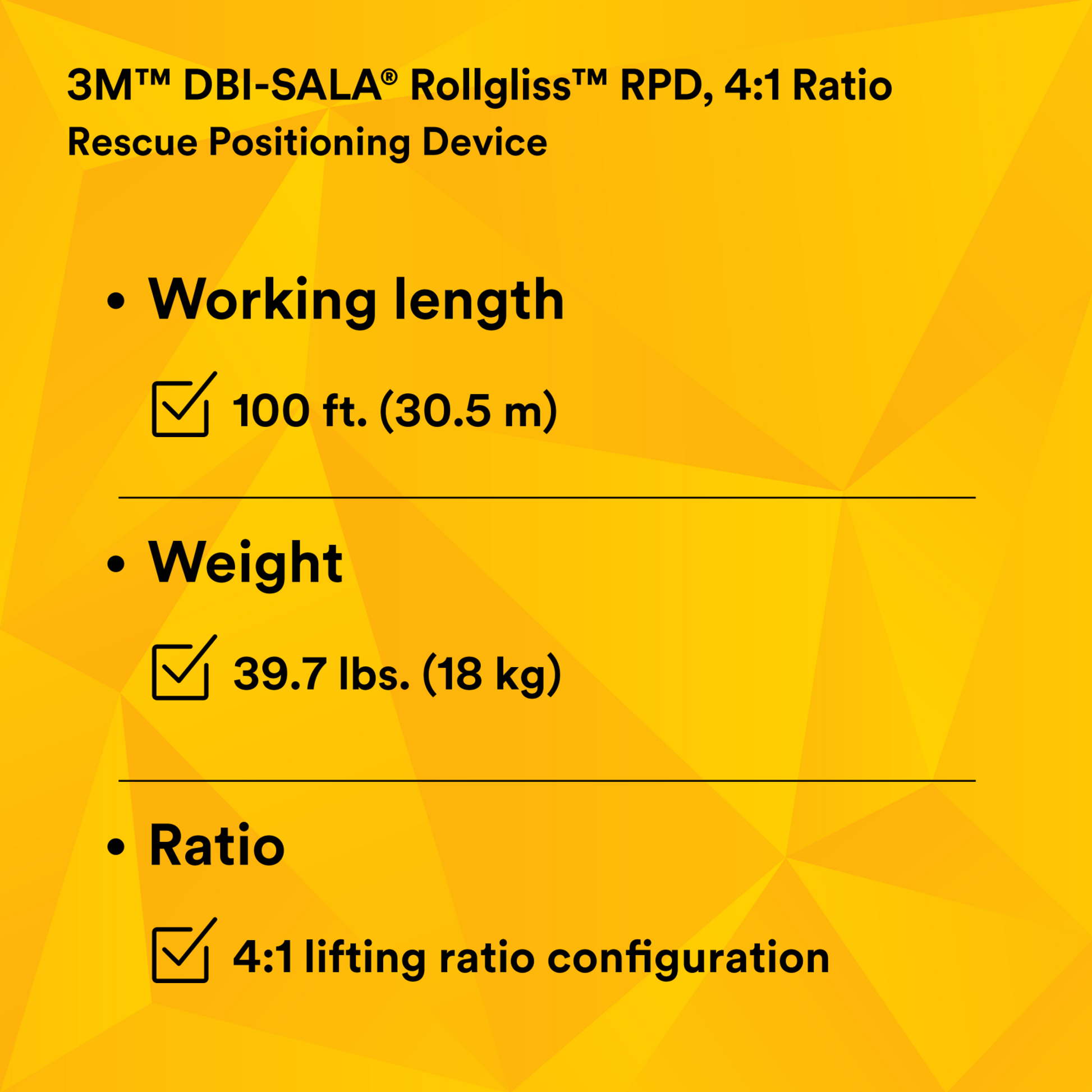 3M DBI-SALA Rollgliss RPD Rescue Positioning Device - 4:1 Ratio - 3602100