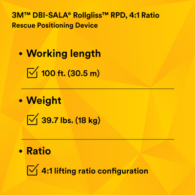3M DBI-SALA Rollgliss RPD Rescue Positioning Device - 4:1 Ratio - 3602100