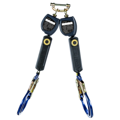 3M DBI-SALA Nano-Lok Personal Twin-Leg Self Retracting Lifeline - Web Aluminum Rebar Hook - Blue - 6 ft. - Class 1 - ANSI - 3100553